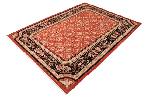 handmade Transitional Kafkaz Rust Black Hand Knotted RECTANGLE 100% WOOL area rug 10' x 14'