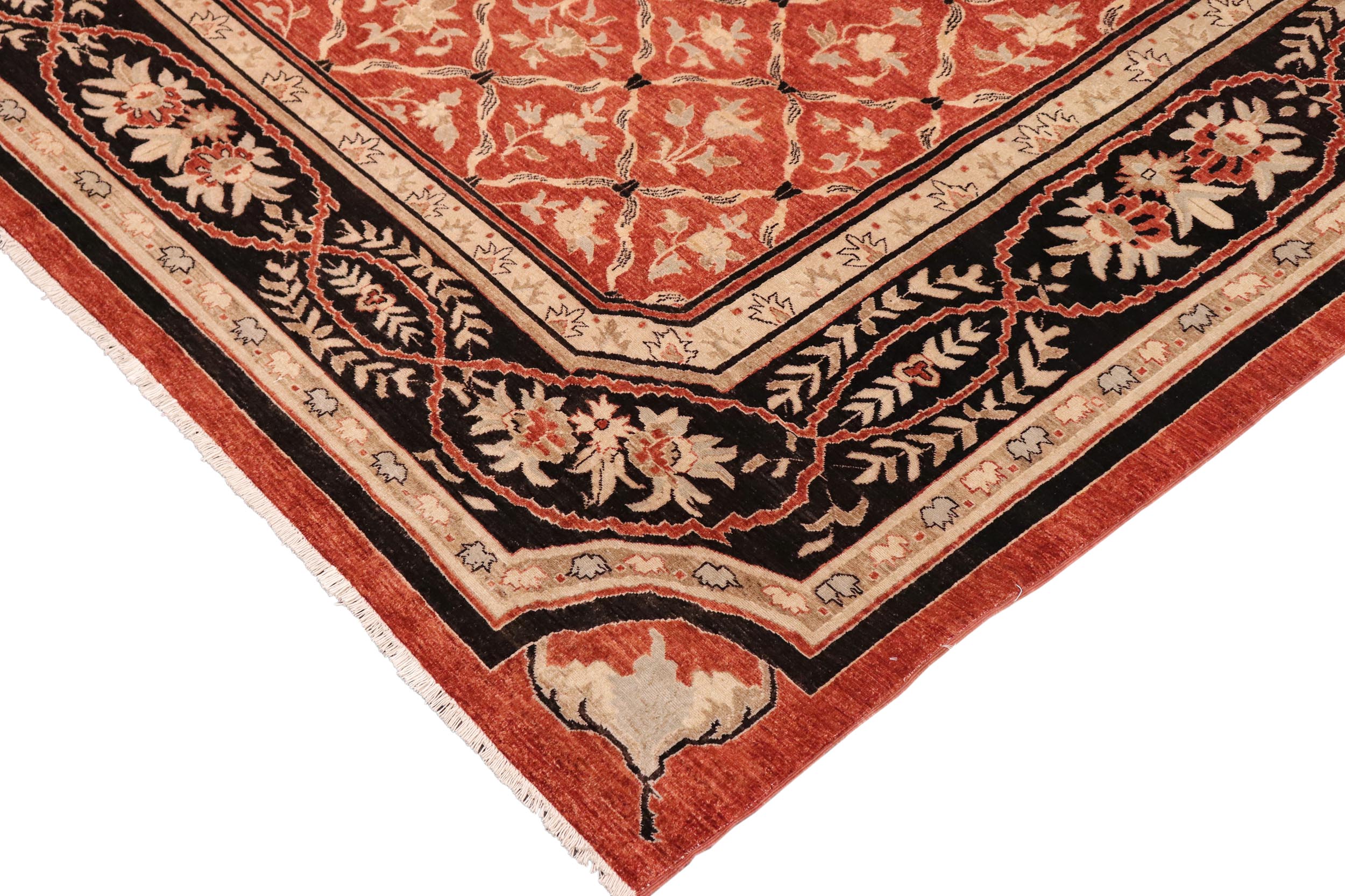 handmade Transitional Kafkaz Rust Black Hand Knotted RECTANGLE 100% WOOL area rug 10' x 14'