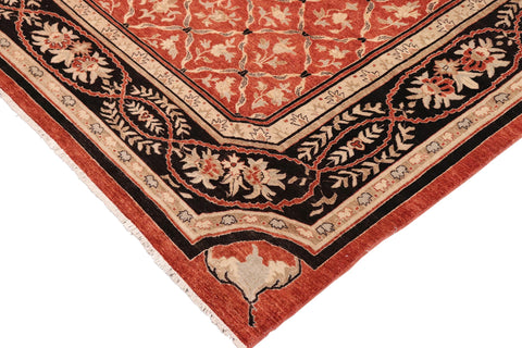 handmade Transitional Kafkaz Rust Black Hand Knotted RECTANGLE 100% WOOL area rug 10' x 14'