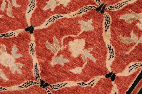 handmade Transitional Kafkaz Rust Black Hand Knotted RECTANGLE 100% WOOL area rug 10' x 14'