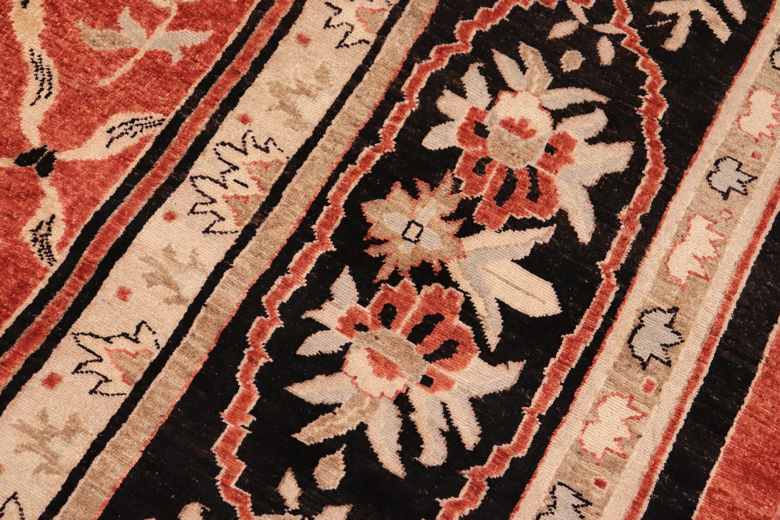 handmade Transitional Kafkaz Rust Black Hand Knotted RECTANGLE 100% WOOL area rug 10' x 14'
