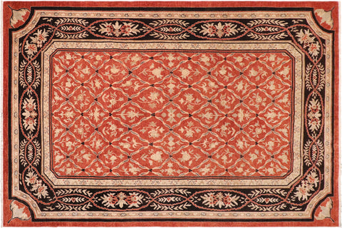 handmade Transitional Kafkaz Rust Black Hand Knotted RECTANGLE 100% WOOL area rug 10' x 14'