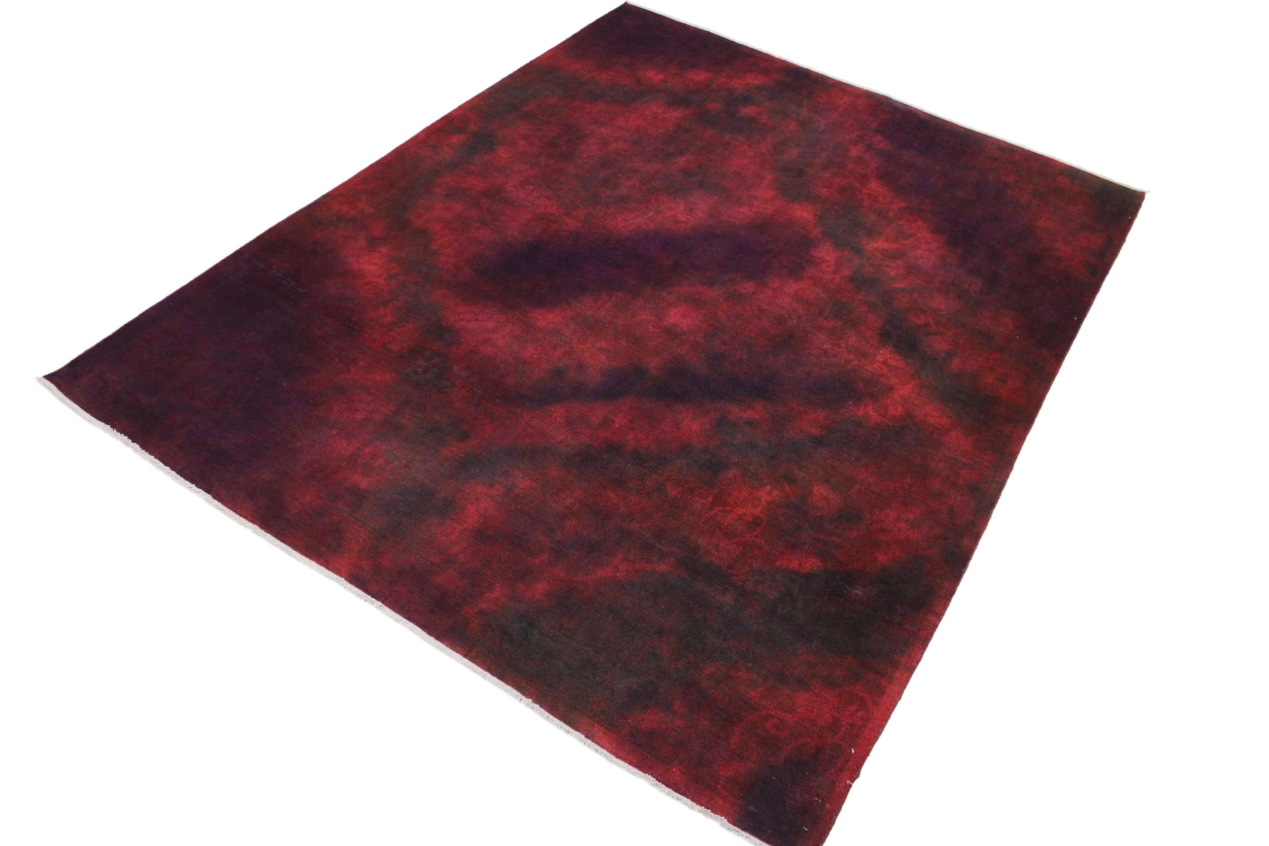 handmade Over Dyed Over Dyed Drk. Red Purple Hand Knotted RECTANGLE 100% WOOL area rug 8' x 10'