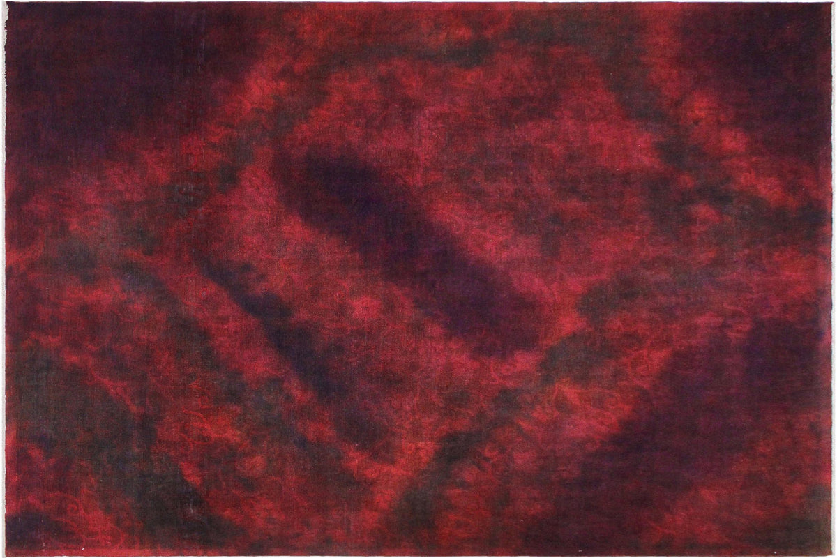 8x10 hand knotted overdyed wool rug in dark red and purple - Overdyed Persian Skaggs