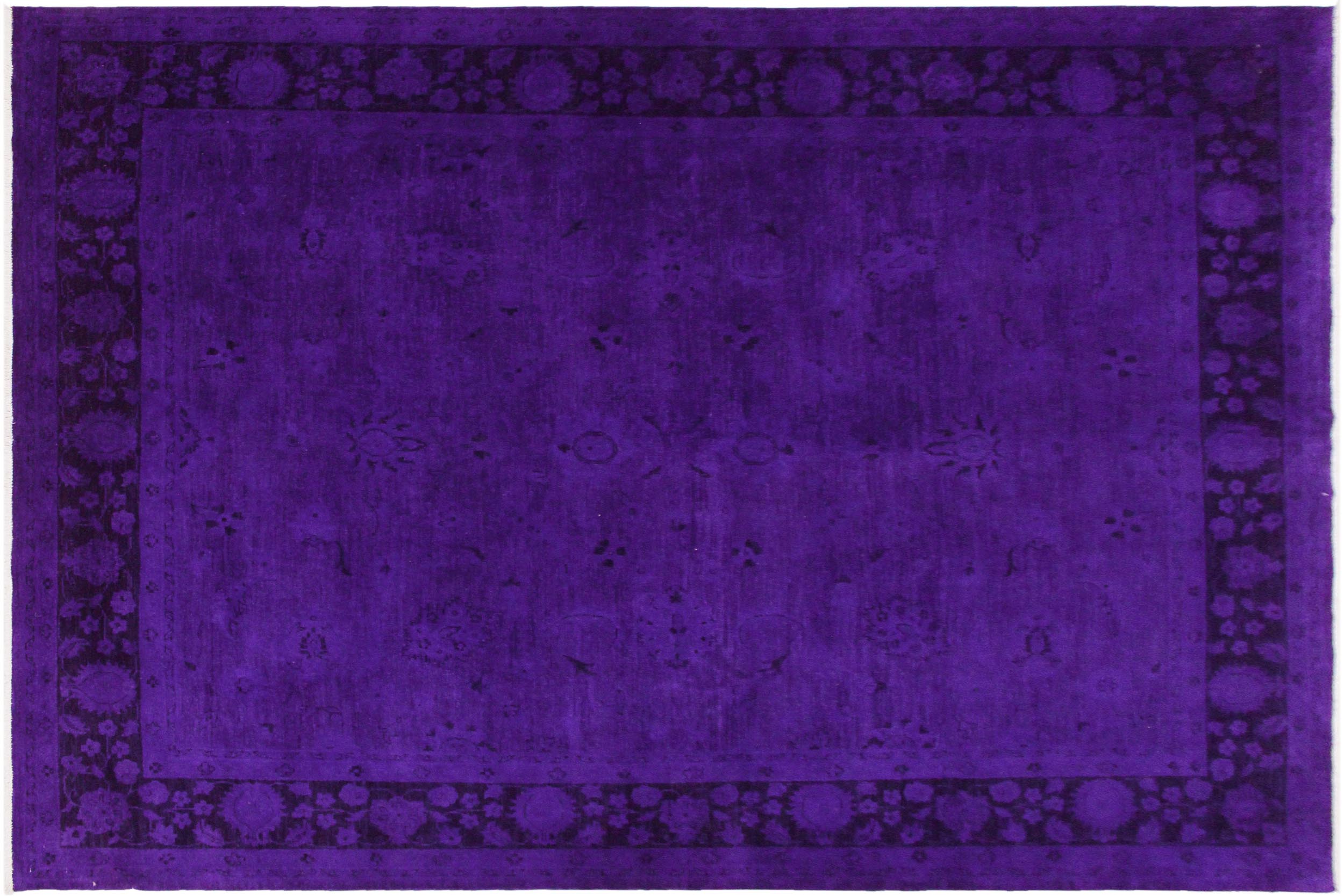 handmade Over Dyed Over Dyed Purple Black Hand Knotted RECTANGLE 100% WOOL area rug 8' x 10'