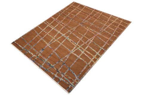 handmade Geometric Moroccan Hi Brown Teal Hand Knotted RECTANGLE 100% WOOL area rug 8' x 10'