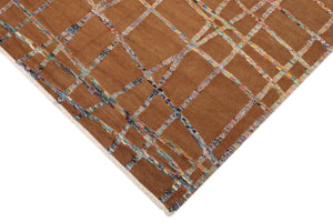 handmade Geometric Moroccan Hi Brown Teal Hand Knotted RECTANGLE 100% WOOL area rug 8' x 10'