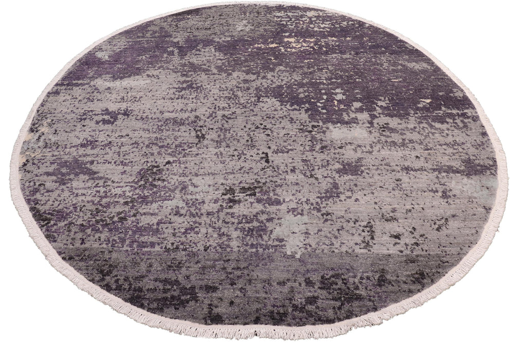 handmade Modern Round Kafkaz Grey Green Hand Knotted ROUND WOOL&SILK area rug 8' x 8'