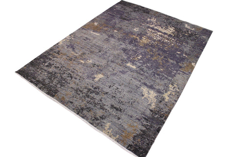 handmade Modern Kafkaz Grey Ivory Hand Knotted RECTANGLE WOOL&SILK area rug 9' x 12'