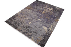 handmade Modern Kafkaz Grey Ivory Hand Knotted RECTANGLE WOOL&SILK area rug 9' x 12'