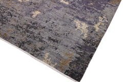 handmade Modern Kafkaz Grey Ivory Hand Knotted RECTANGLE WOOL&SILK area rug 9' x 12'