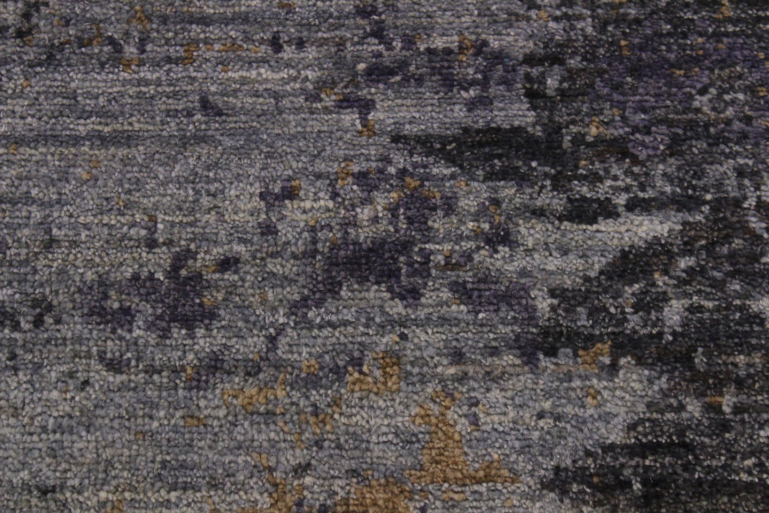 handmade Modern Kafkaz Grey Ivory Hand Knotted RECTANGLE WOOL&SILK area rug 9' x 12'
