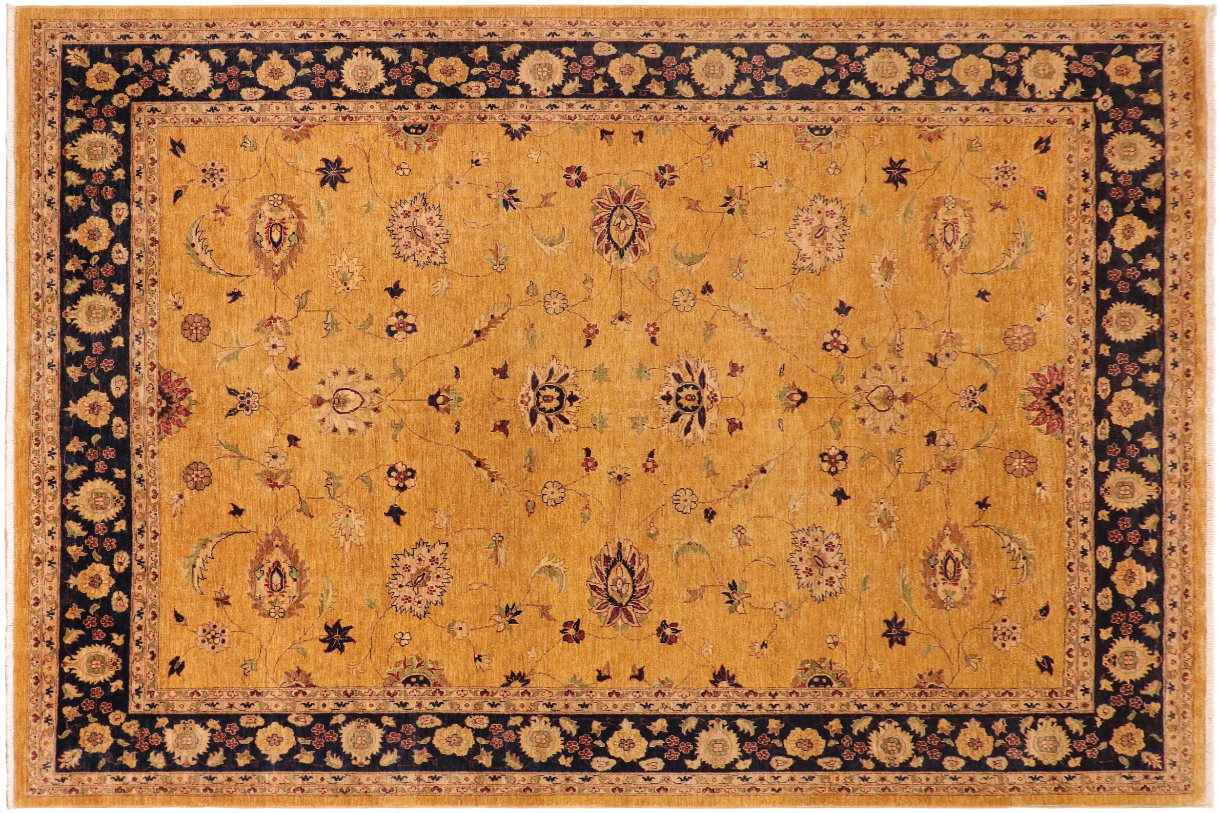 handmade Traditional Kafkaz Gold Blue Hand Knotted RECTANGLE 100% WOOL area rug 10x13