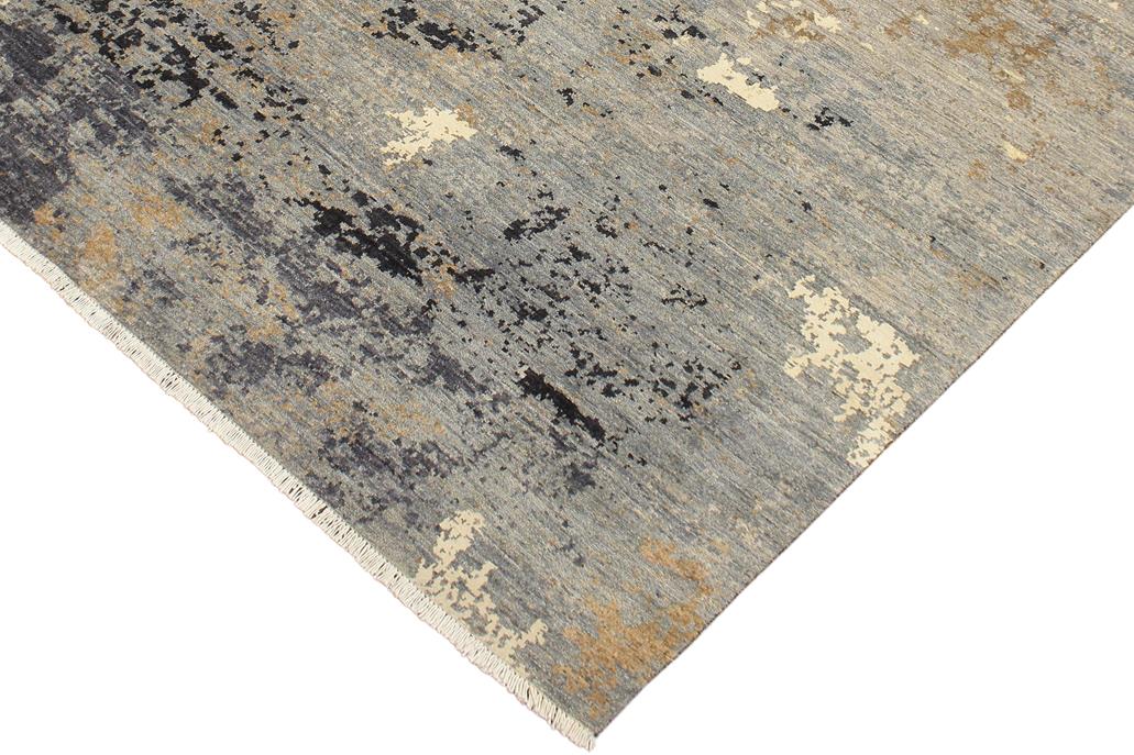 handmade Modern Modern Gray Blue Hand Knotted RECTANGLE WOOL&SILK area rug 8 x 10