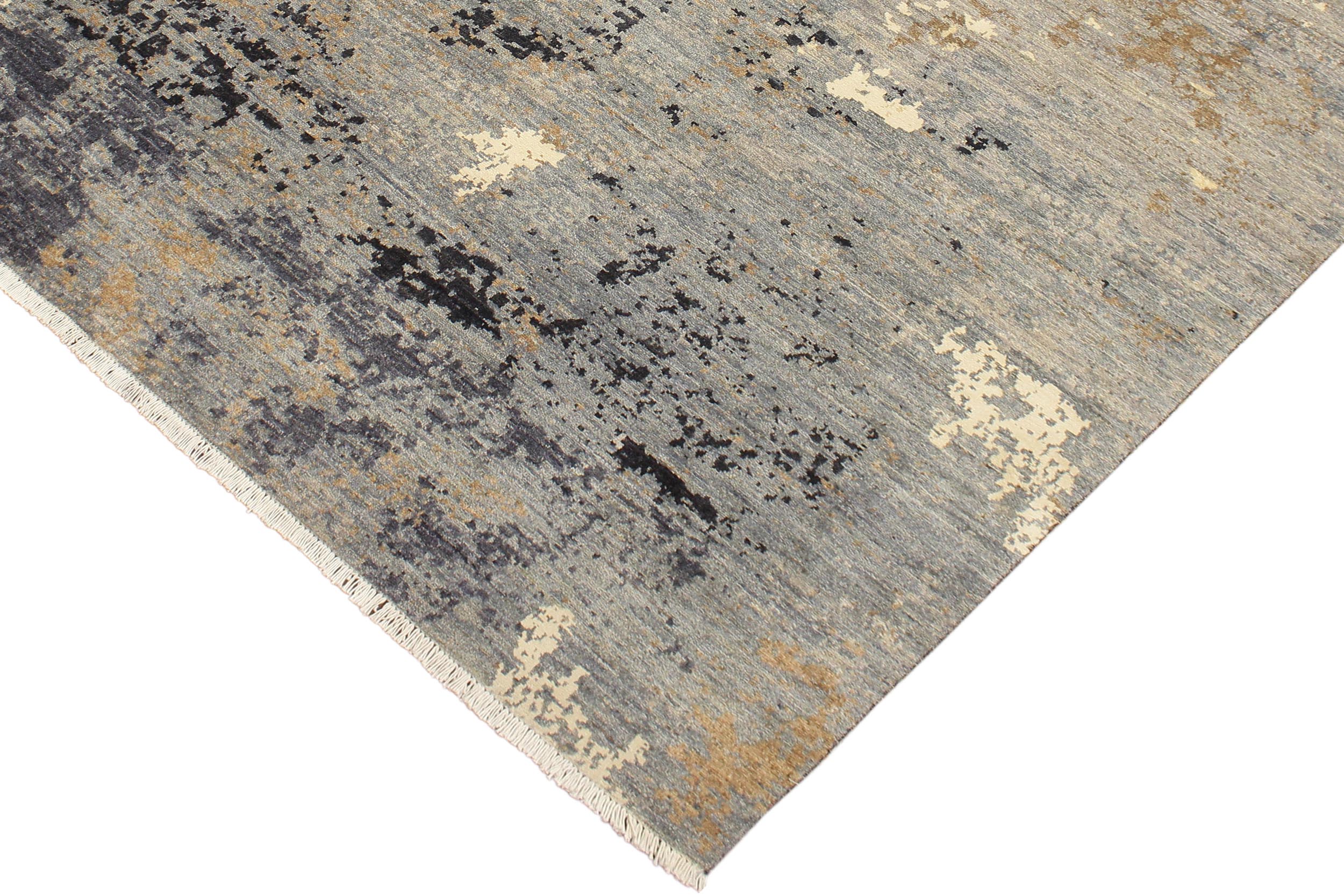 handmade Modern Modern Gray Blue Hand Knotted RECTANGLE WOOL&SILK area rug 8' x 10'