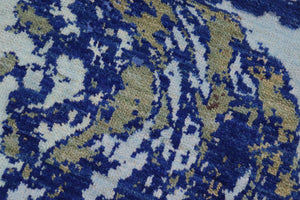 handmade Modern Kafkaz Blue Beige Hand Knotted RECTANGLE 100% WOOL area rug 8' x 10'