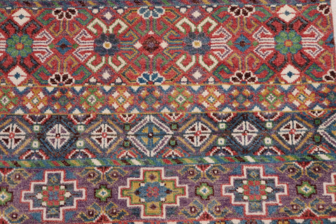 handmade Geometric Kurjean Pink Purple Hand Knotted RECTANGLE WOOL&SILK area rug 9x12