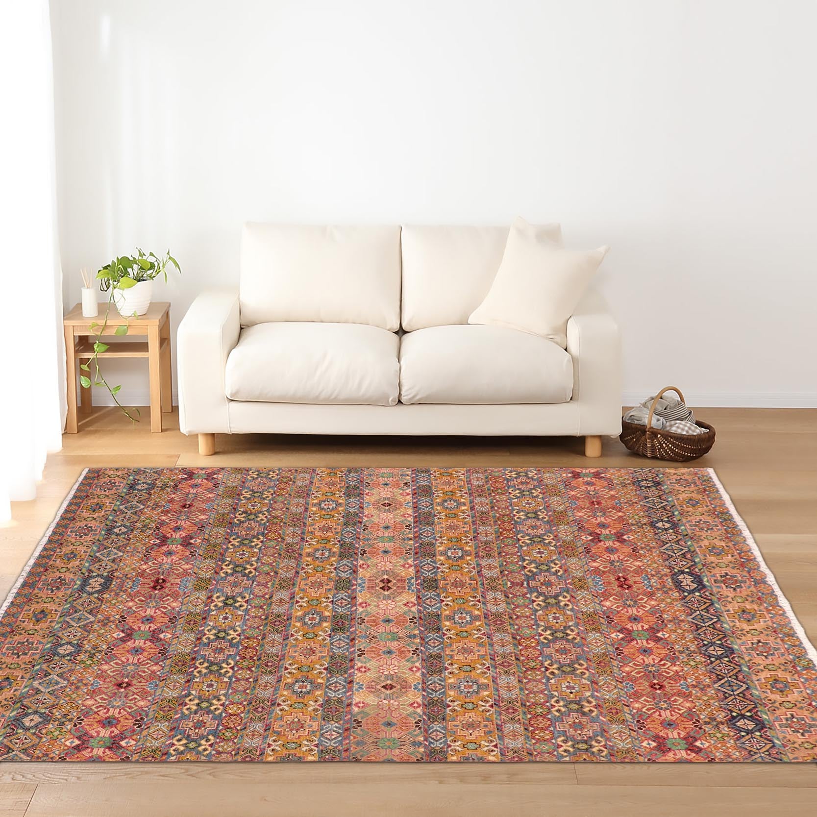 handmade Geometric Kurjean Blue Pink Hand Knotted RECTANGLE 100% WOOL area rug 8x10