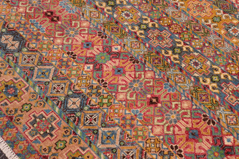 handmade Geometric Kurjean Blue Pink Hand Knotted RECTANGLE 100% WOOL area rug 8x10