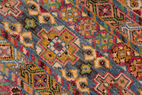 handmade Geometric Kurjean Blue Pink Hand Knotted RECTANGLE 100% WOOL area rug 8x10