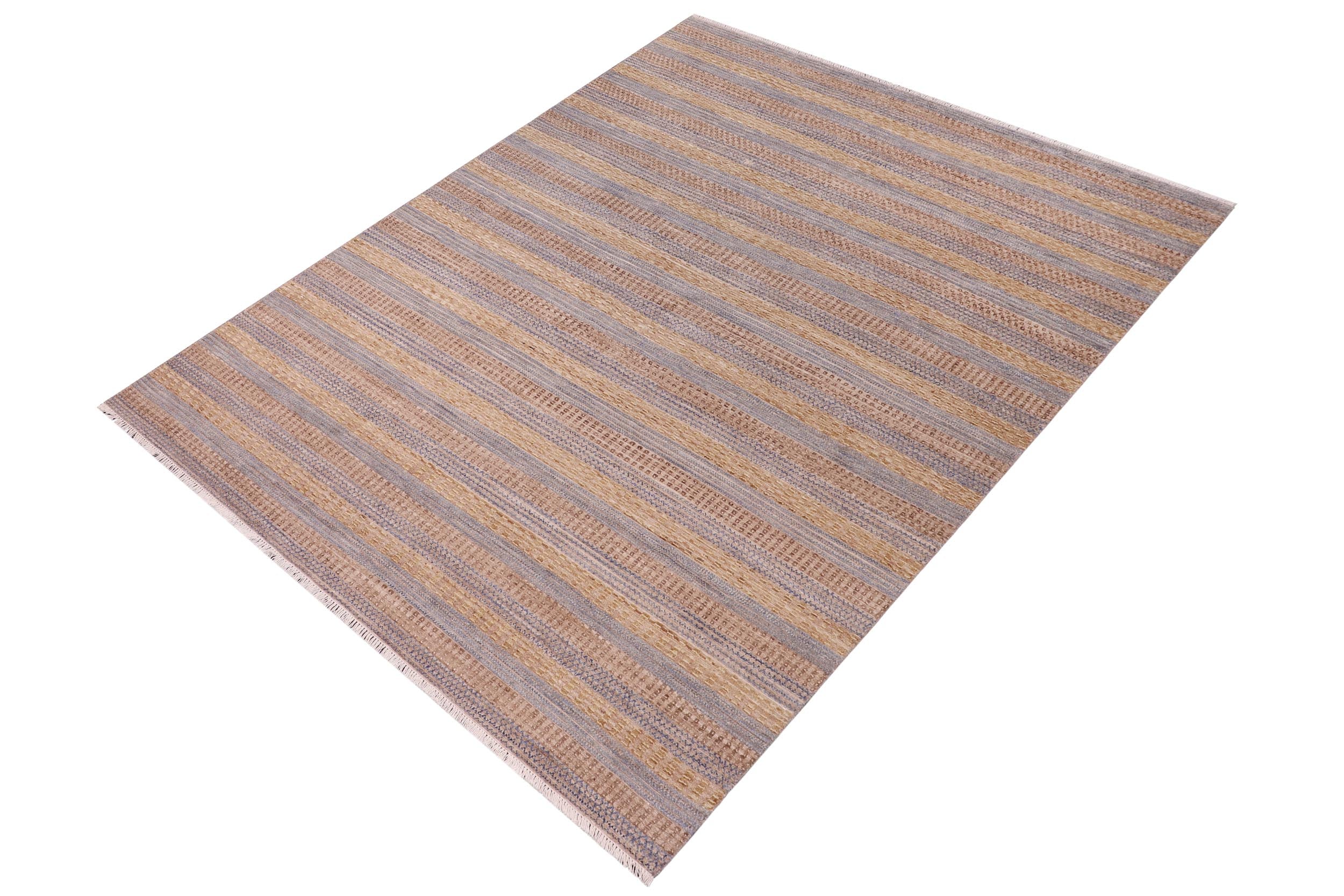 handmade Geometric Moroccan Hi Grey Gold Hand Knotted RECTANGLE 100% WOOL area rug 7' x 10'