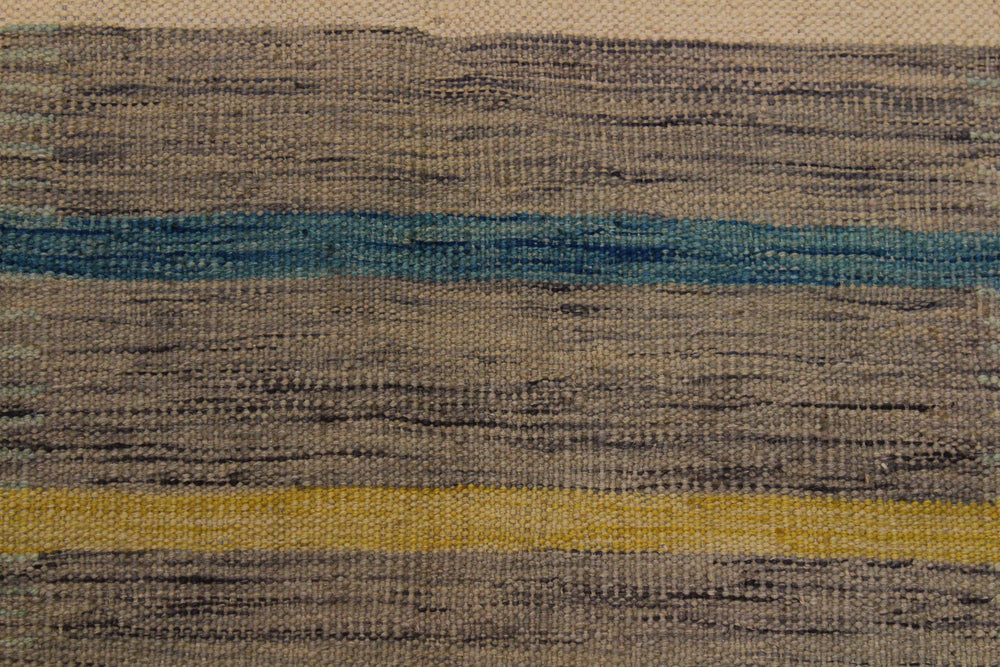 handmade Modern Kilim Grey Blue Hand-Woven RECTANGLE 100% WOOL area rug 6x8