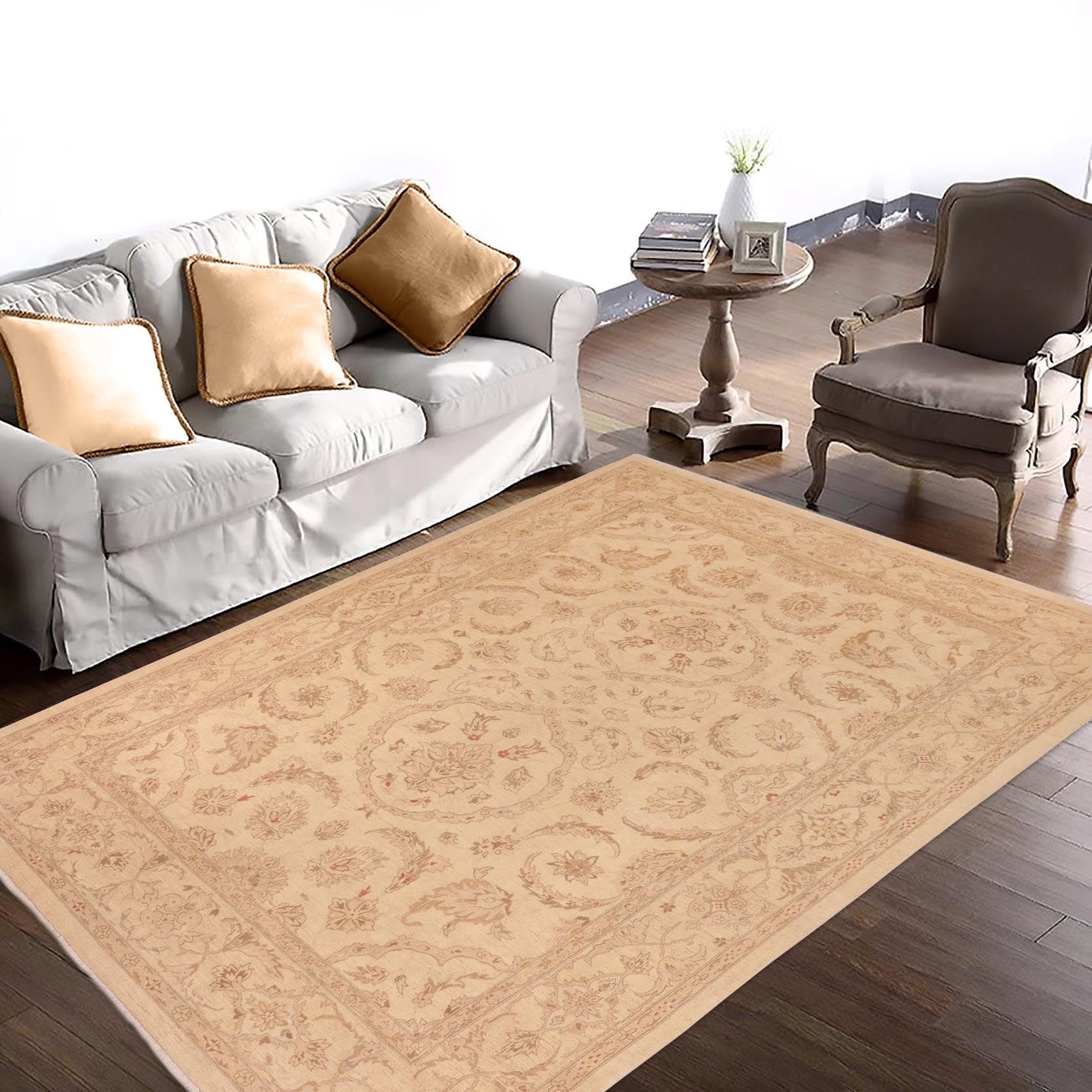 handmade Traditional Kafkaz Beige Brown Hand Knotted RECTANGLE 100% WOOL area rug 10x14