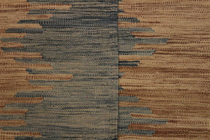 handmade Modern Kilim Grey Blue Hand-Woven RECTANGLE 100% WOOL area rug 6x8