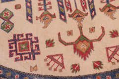 handmade Geometric Kazak Ivory Red Hand Knotted ROUND 100% WOOL area rug 6x6