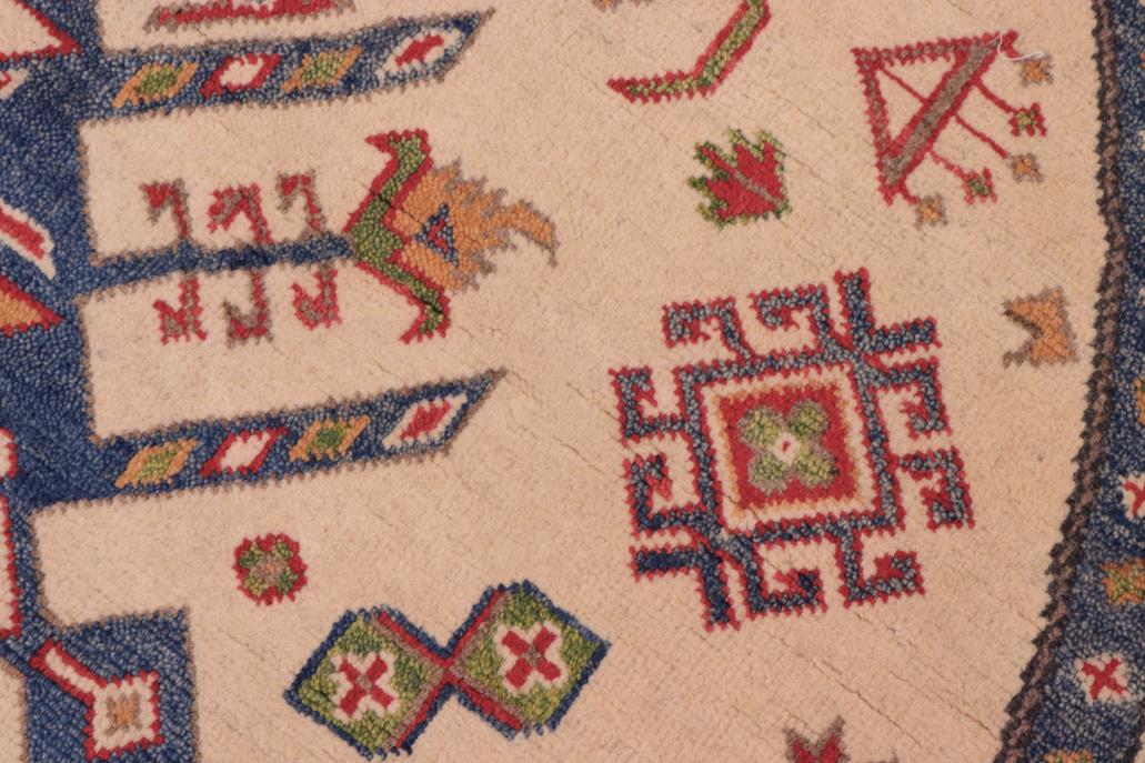 handmade Geometric Kazak Ivory Red Hand Knotted ROUND 100% WOOL area rug 6x6