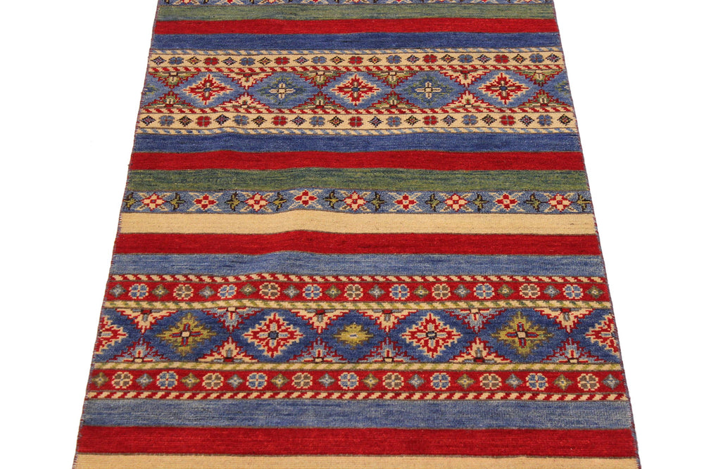 handmade Geometric Kurjean Red Beige Hand Knotted RUNNER 100% WOOL area rug 3x10