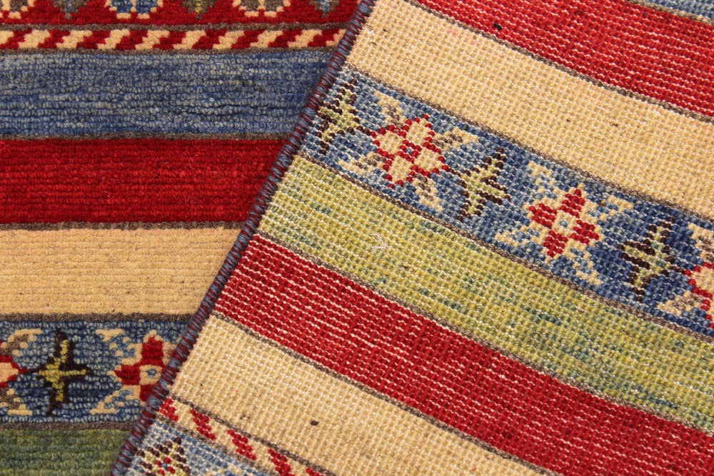 handmade Geometric Kurjean Red Beige Hand Knotted RUNNER 100% WOOL area rug 3x10