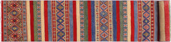 handmade Geometric Kurjean Red Beige Hand Knotted RUNNER 100% WOOL area rug 3x10