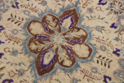 handmade Vintage Hand Painte Tan Brown Hand Knotted RECTANGLE 100% WOOL area rug 8' x 11'