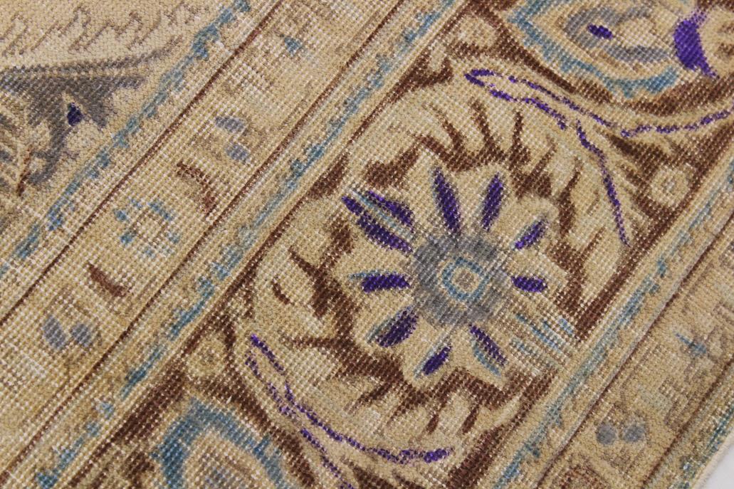 handmade Vintage Hand Painte Tan Brown Hand Knotted RECTANGLE 100% WOOL area rug 8 x 11