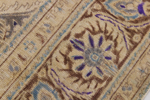 handmade Vintage Hand Painte Tan Brown Hand Knotted RECTANGLE 100% WOOL area rug 8' x 11'