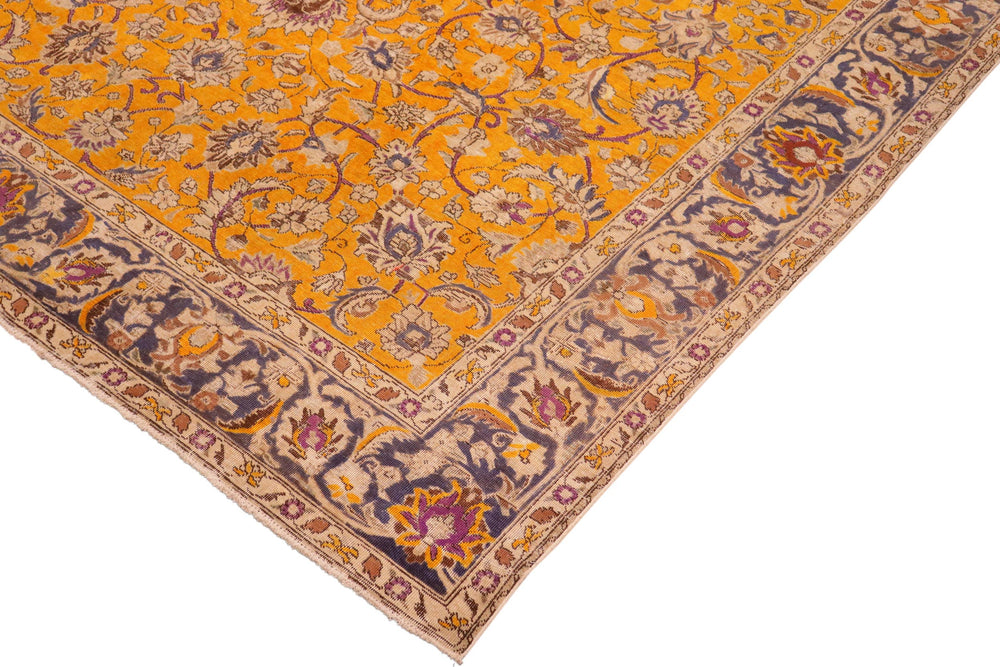 handmade Vintage Hand Painte Orange Blue Hand Knotted RECTANGLE 100% WOOL area rug 10' x 13'