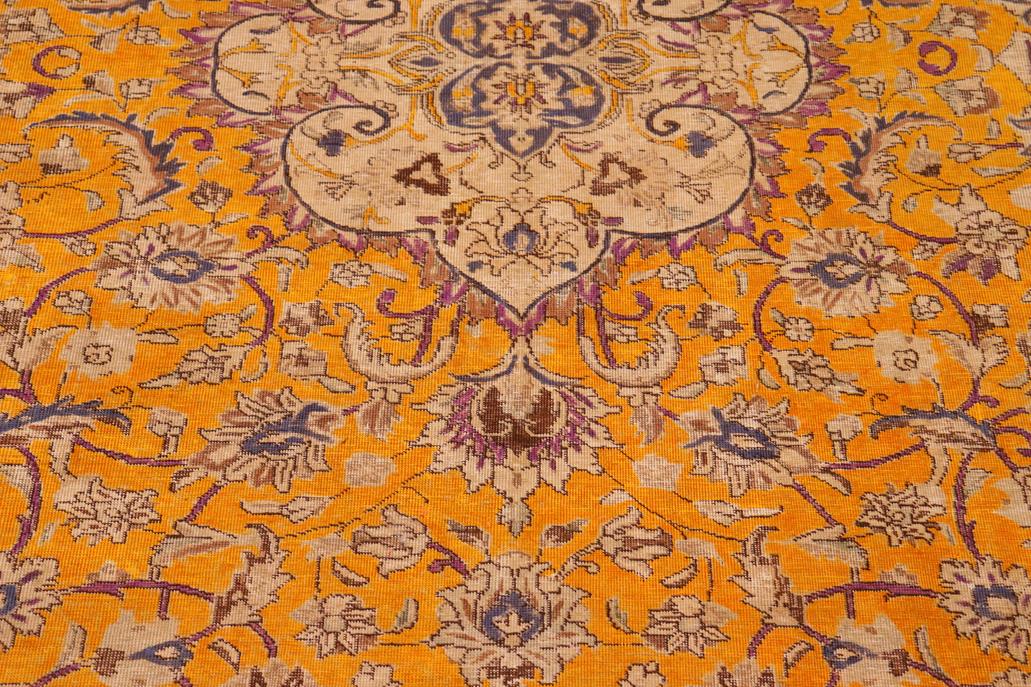 handmade Vintage Hand Painte Orange Blue Hand Knotted RECTANGLE 100% WOOL area rug 10 x 13