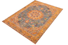 handmade Vintage Hand Painte Blue Yellow Hand Knotted RECTANGLE 100% WOOL area rug 10' x 12'