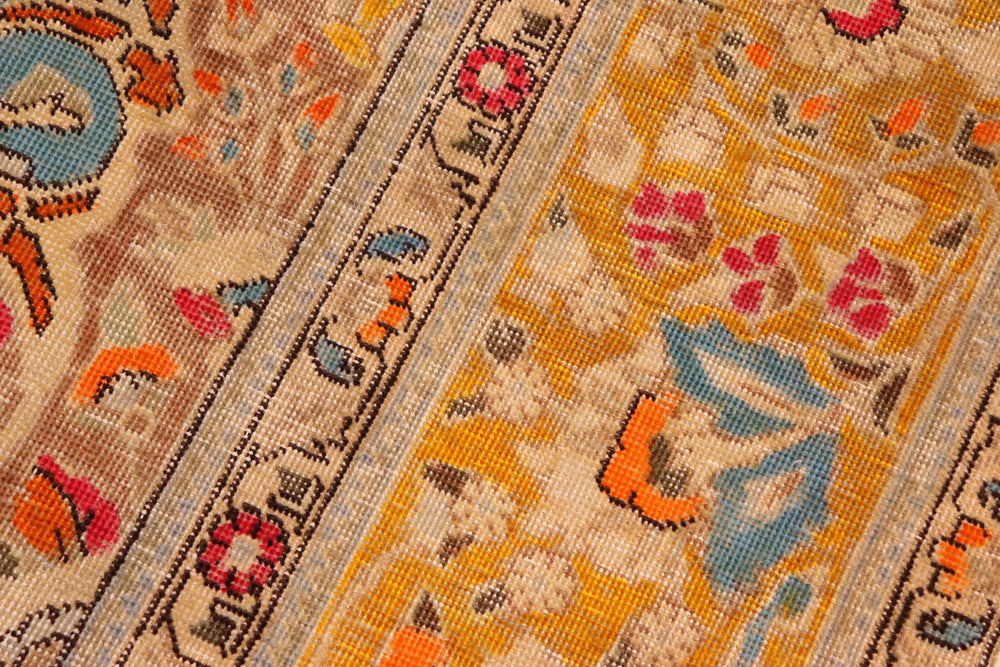 handmade Vintage Hand Painte Blue Yellow Hand Knotted RECTANGLE 100% WOOL area rug 10' x 12'