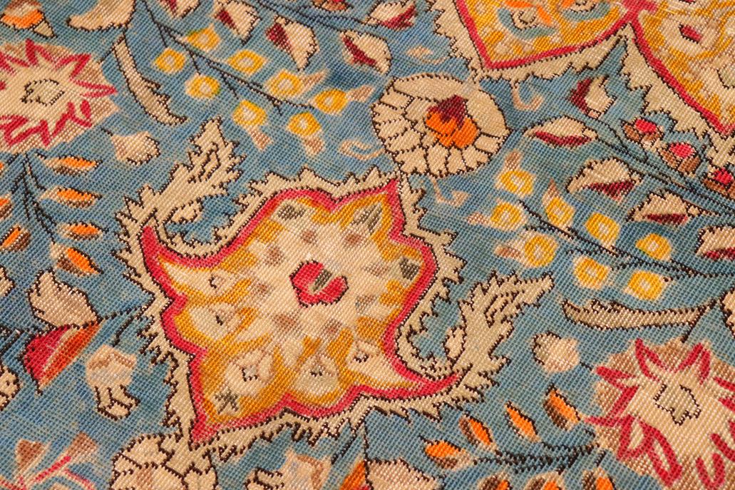 handmade Vintage Hand Painte Blue Yellow Hand Knotted RECTANGLE 100% WOOL area rug 10 x 12