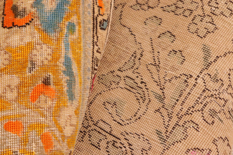 handmade Vintage Hand Painte Blue Yellow Hand Knotted RECTANGLE 100% WOOL area rug 10' x 12'