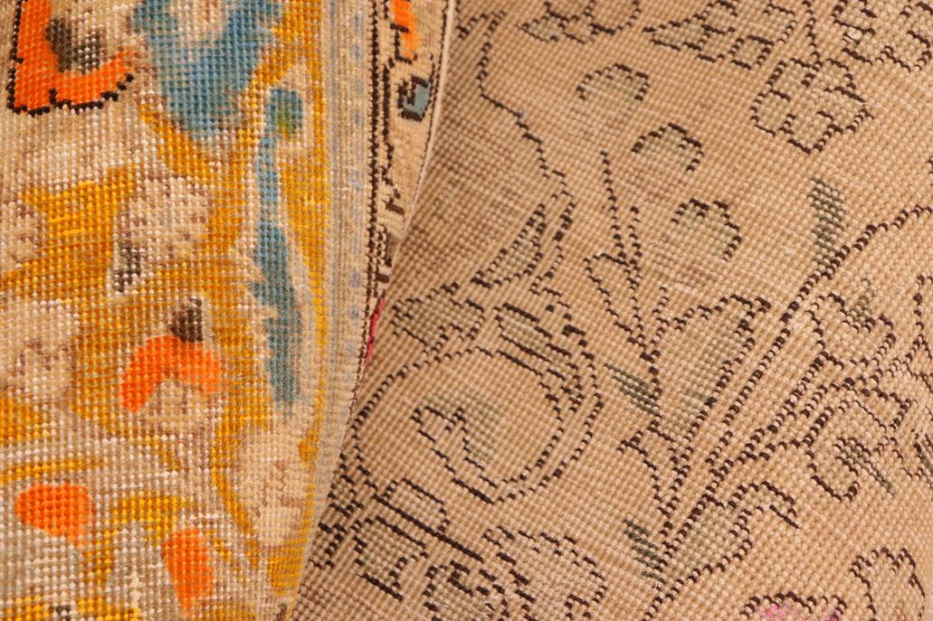 handmade Vintage Hand Painte Blue Yellow Hand Knotted RECTANGLE 100% WOOL area rug 10 x 12