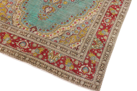 handmade Vintage Hand Painte Blue Red Hand Knotted RECTANGLE 100% WOOL area rug 8' x 12'