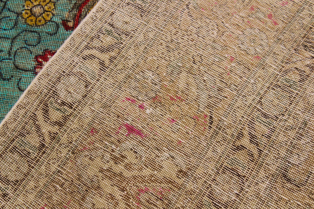 handmade Vintage Hand Painte Blue Red Hand Knotted RECTANGLE 100% WOOL area rug 8' x 12'