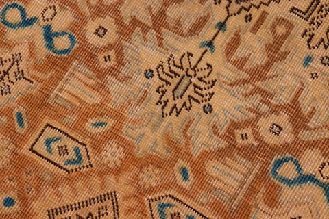 handmade Vintage Hand Painte Teal Brown Hand Knotted RECTANGLE 100% WOOL area rug 10' x 13'