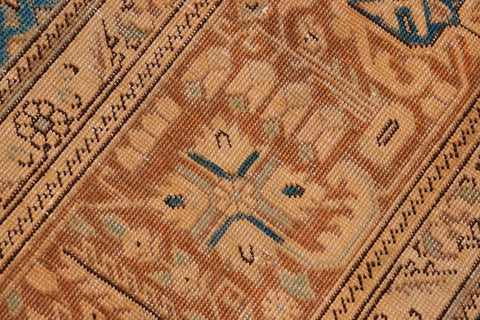 handmade Vintage Hand Painte Teal Brown Hand Knotted RECTANGLE 100% WOOL area rug 10' x 13'