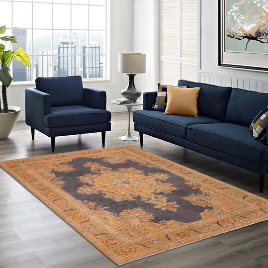 handmade Vintage Hand Painte Grey Gold Hand Knotted RECTANGLE 100% WOOL area rug 10' x 13'