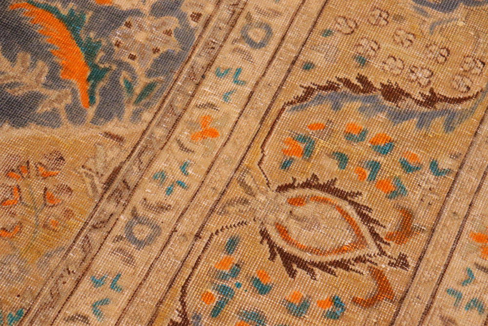 handmade Vintage Hand Painte Grey Gold Hand Knotted RECTANGLE 100% WOOL area rug 10' x 13'