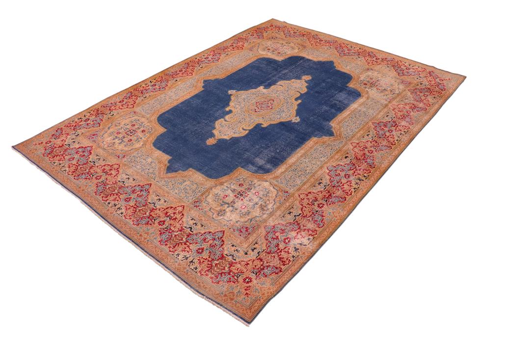 handmade Vintage Vintage Blue Pink Hand Knotted RECTANGLE 100% WOOL area rug 10 x 14